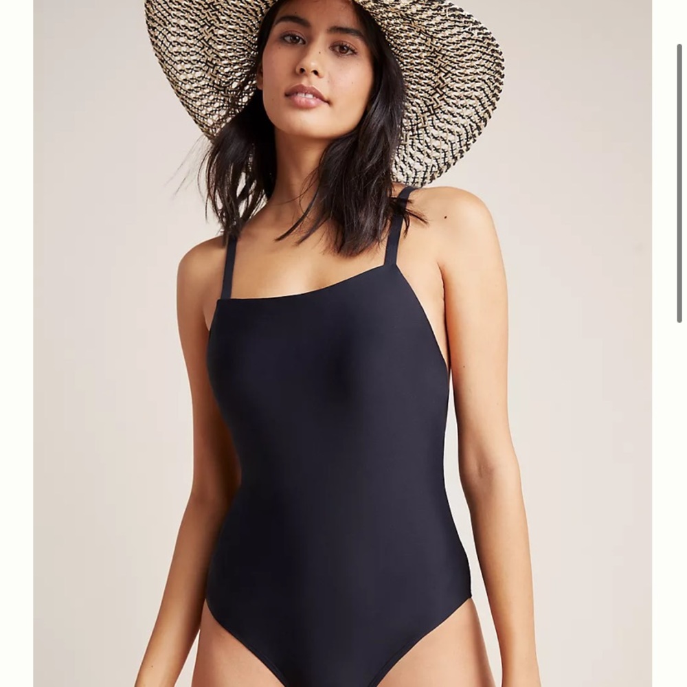 Anthropologie • classic black on piece swimsuit